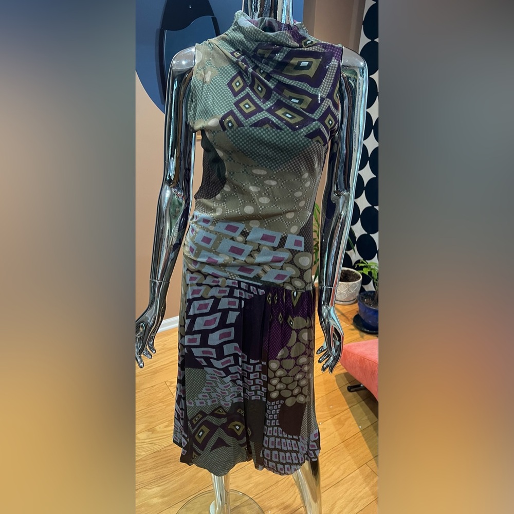 Fuzzy Multicolor Geometric Pattern Dress - image 1